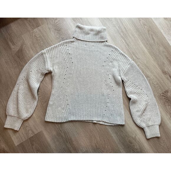 Brass Clothing Gray Ribbed Long Sleeve Chunky Knit Turtleneck‎ Sweater Sz L NWOT - Picture 3 of 6